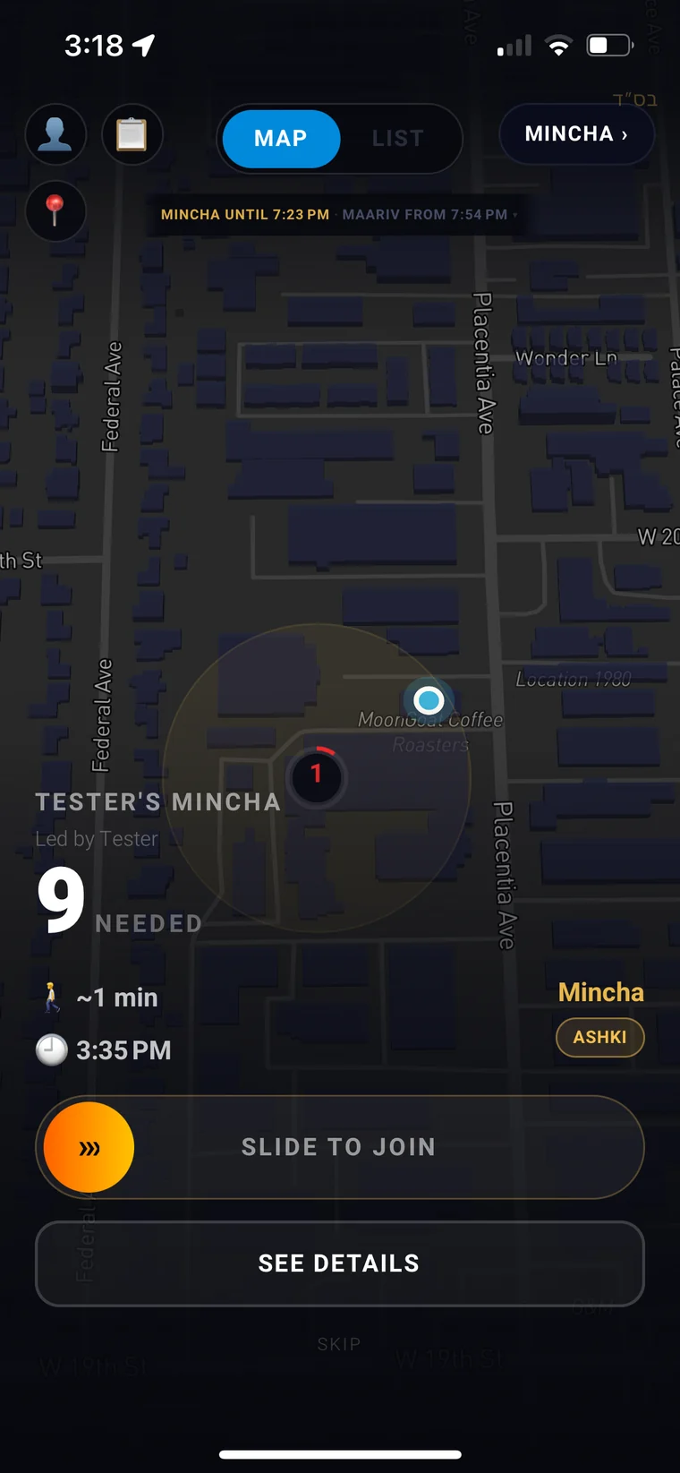 Find minyanim near you on the map